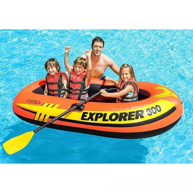 Надувная лодка Intex 58332 Explorer 300 с веслами іинасосом 211*117*41 см оранджевый - Фото 7 Надувная лодка Intex 58332 Explorer 300 с веслами іинасосом 211*117*41 см оранджевый - изображение 7