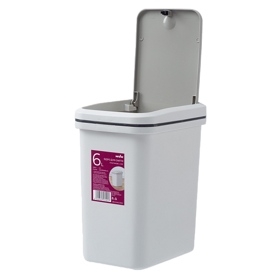 Ведро для мусора MVM с крышкой BIN-04 6л Серое (BIN-04 6L GRAY) - изображение 3