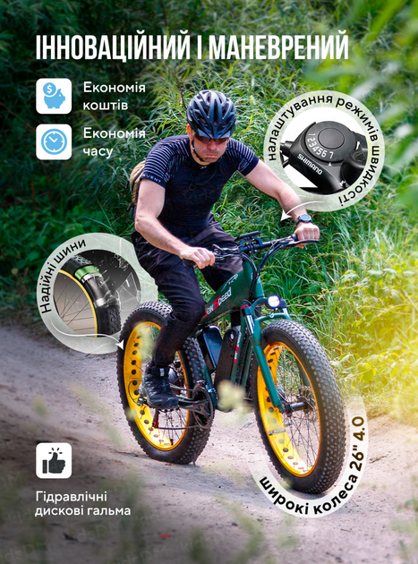 ROZETKA | Электрофетбайк мощный электровелик фетбайк fatbike 1000w 48v ...