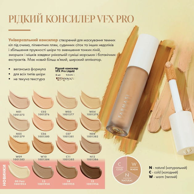 Рідкий консилер Farmasi VFX Pro Liquid 00 Fair 6 мл - зображення 2