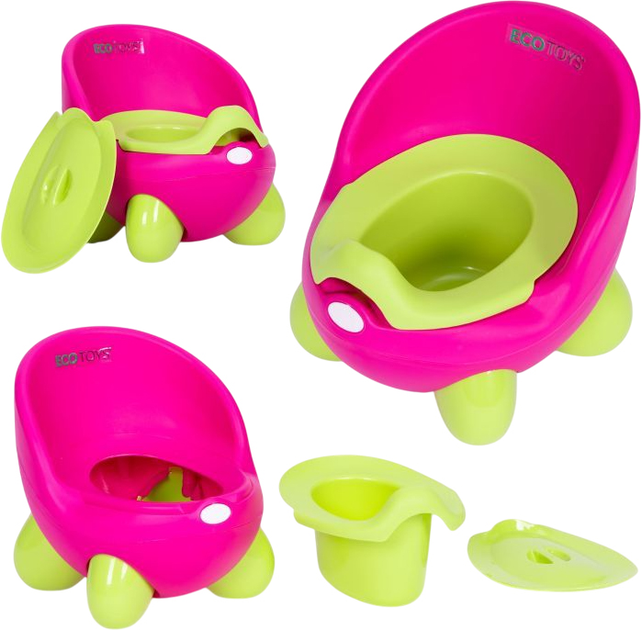 Nocnik dziecięcy EcoToys na nóżkach Różowo-zielony (5905817004492) - obraz 3