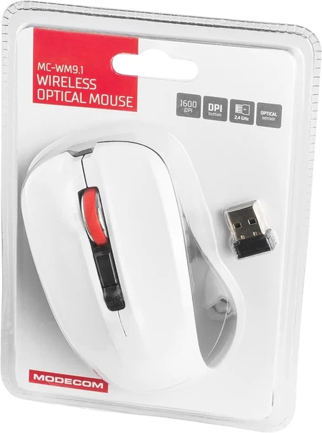Mysz Modecom MC-WM9.1 Wireless White (M-MC-0WM9.1-200) - obraz 5