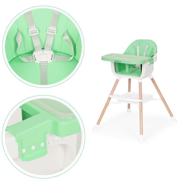 Krzesełko do karmienia EcoToys 2w1 Zielony (5905817004577) - obraz 9