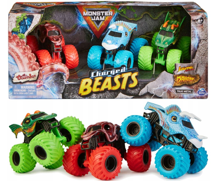 Zestaw samochodów Spin Master Monster Jam Charged Beasts 3 szt (0778988346044) - obraz 3