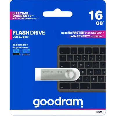 USB флеш накопичувач Goodram 16GB UNO3 Steel USB 3.2 (UNO3-0160S0R11) - Фото 4 USB флеш накопичувач Goodram 16GB UNO3 Steel USB 3.2 (UNO3-0160S0R11) - зображення 4
