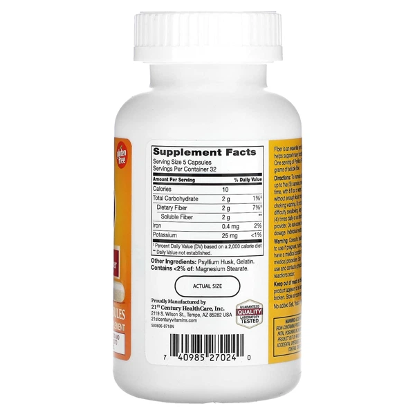 Клетчатка 21st Century Psyllium Fiber 160 Caps - изображение 2