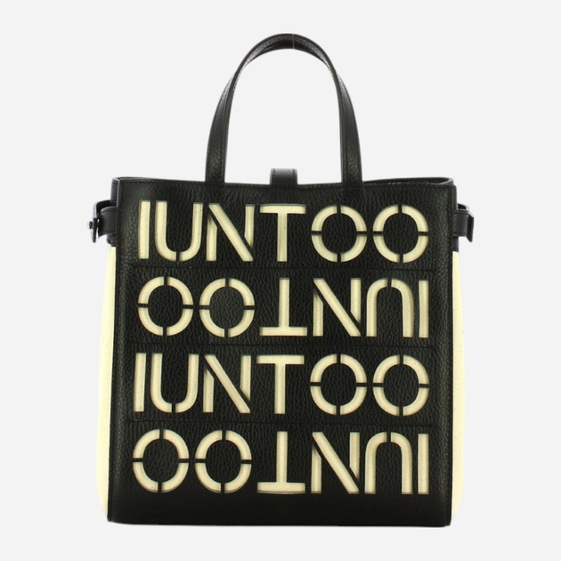 Torba shopper damska IUNTOO 140003-NERO-BEIGE Czarna (800070262514) - obraz 1