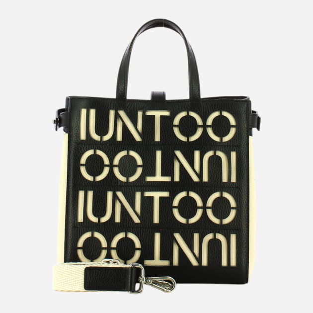Torba shopper damska IUNTOO 140003-NERO-BEIGE Czarna (800070262514) - obraz 4