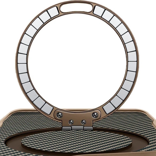 TPU+PC чохол Metal Buttons with MagSafe Carbon Ring для Apple iPhone 15 Pro (6.1") Золотий - зображення 2