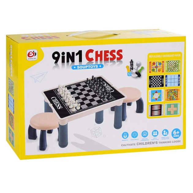 Столик игровой S 5513 (24/2) 9в1, 2 стульчика, 9 игр, магнитное поле, в коробке - изображение 10