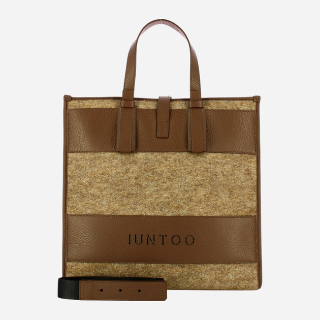 Сумка жіноча з натуральної шкіри середня IUNTOO 115001-FANGO+-LANA-COTTA-FANGO Коричнева (800070310033) - зображення 4