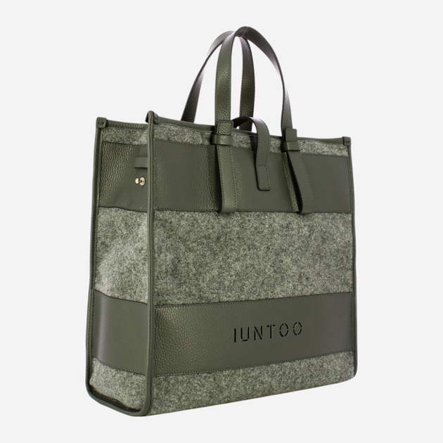 Сумка шопер жіноча з натуральної шкіри IUNTOO 115001-GRIGIO+-LANA-COTTA-GRIG Сіра (800070310032) - зображення 3