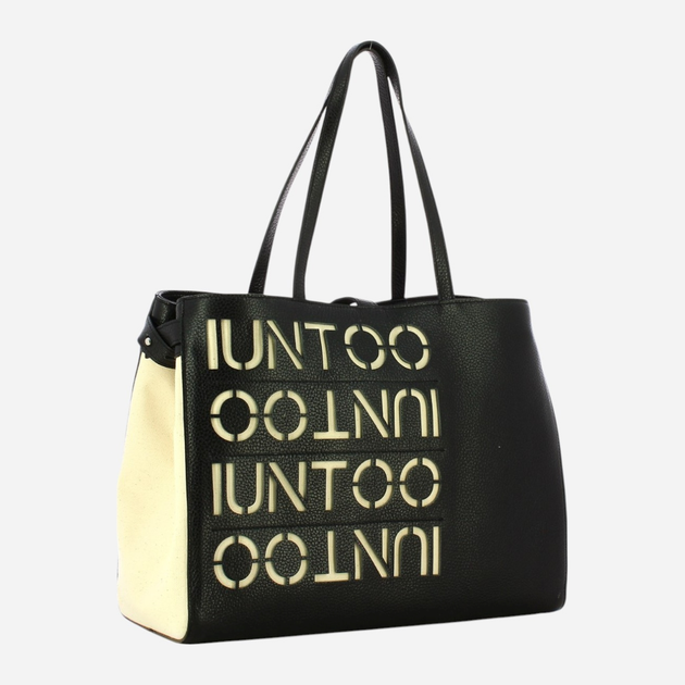 Сумка шопер жіноча IUNTOO 140001-NERO-BEIGE Чорна (800070262510) - зображення 3