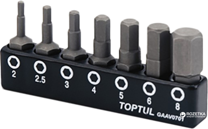 Набір біт Toptul Hex 1/4" 7 предметів (GAAV0701) - зображення 1