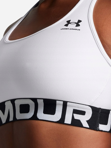 Спортивний топ для фітнесу жіночий Under Armour UA HG Mid Branded 1383544-100 XS Білий (196886942005) - зображення 3
