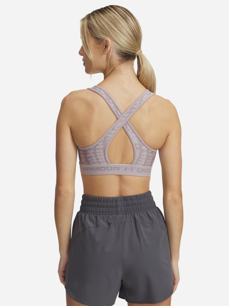 Спортивний топ для фітнесу жіночий Under Armour Crossback Mid Print 1361042-011 L Сірий (197778993808) - зображення 4
