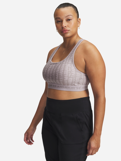 Спортивний топ для фітнесу жіночий Under Armour Crossback Mid Print 1361042-011 L Сірий (197778993808) - зображення 5