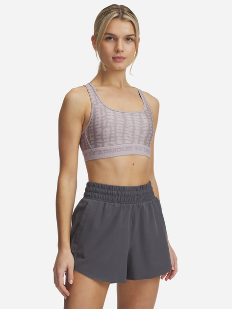 Спортивний топ для фітнесу жіночий Under Armour Crossback Mid Print 1361042-011 S Сірий (197778993822) - зображення 3