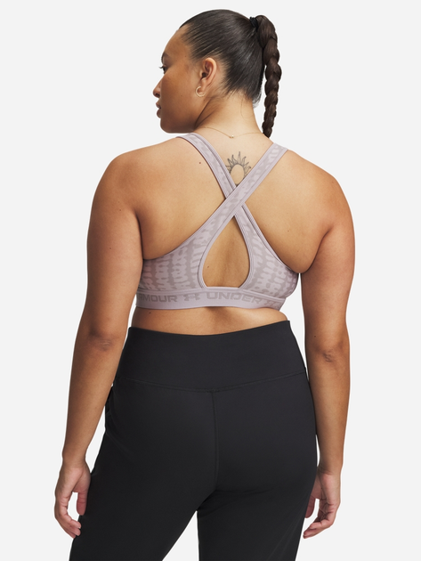 Спортивний топ для фітнесу жіночий Under Armour Crossback Mid Print 1361042-011 L Сірий (197778993808) - зображення 6