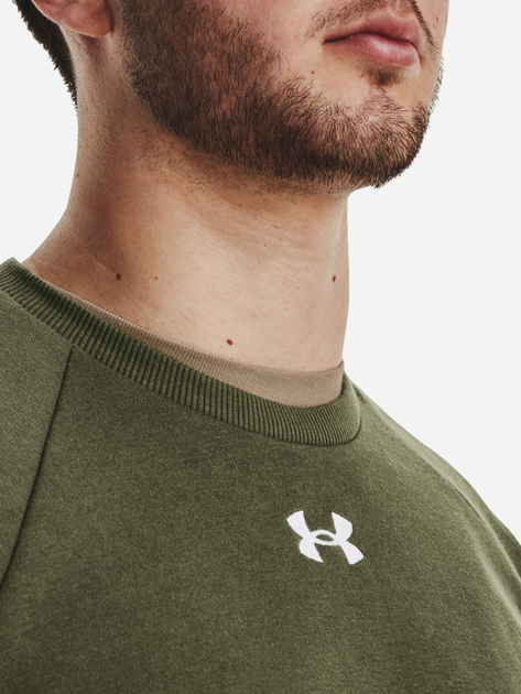 Bluza bez kaptura męska Under Armour UA Rival Fleece Crew 1379755-390 M Khaki (196884156930) - obraz 4