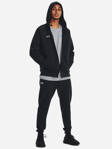 Bluza męska rozpinana streetwear polarowa Under Armour UA Rival Fleece FZ Hoodie 1379767-001 L Czarna (196884199708) - obraz 3