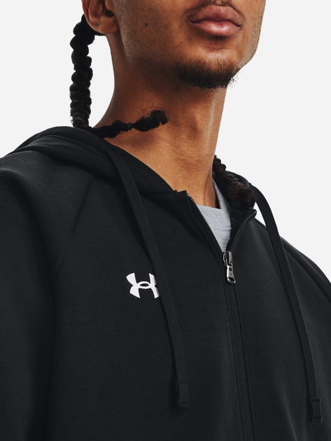 Толстовка на флісі на блискавці чоловіча Under Armour UA Rival Fleece FZ Hoodie 1379767-001 S Чорна (196884199784) - зображення 4