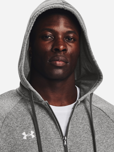 Толстовка на флісі на блискавці чоловіча Under Armour UA Rival Fleece FZ Hoodie 1379767-025 XL Сіра (196884795344) - зображення 4