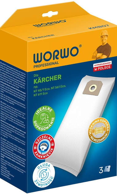 Набір мішків Worwo Karcher 6904208 KMB07 PRO /KPL3 (5901362009036) - зображення 1