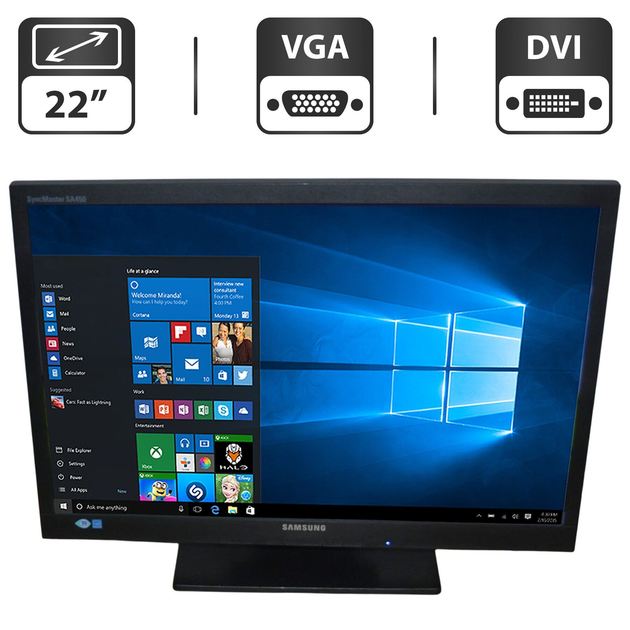 Монитор Б-класс Samsung SyncMaster S22A450BW / 22" (1680x1050) TN / VGA, DVI / VESA 100x100 + Кабели (VGA или DVI на выбор), блок питания и кабель питания б/у - изображение 1