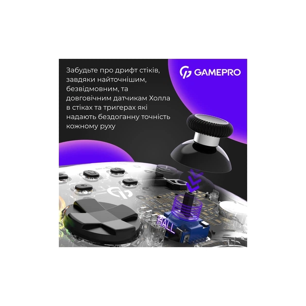 Геймпад GamePro GPX13T 2.4G/BT 5.1/USB/PC/iOS/Android RGB Transparent - изображение 4