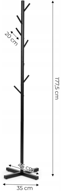 Wieszak na ubrania ModernHome by Multistore 177 cm czarny (VKY-6023B) - obraz 6