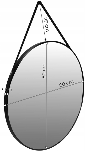Lustro ModernHome by Multistore okrągłe 80 cm czarne (VKM-925H-80) - obraz 5