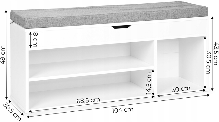 Тумба для взуття ModernHome by Multistore 3 полиці біла (WYJ-249) - зображення 5