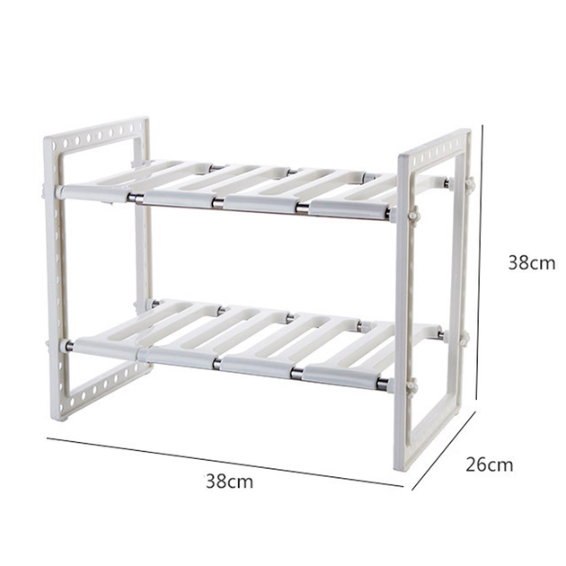 Регульована кухонна полиця 38-70см KITCHEN RACK / Полиця для зберігання посуду / Розсувний органайзер під мийку - зображення 9
