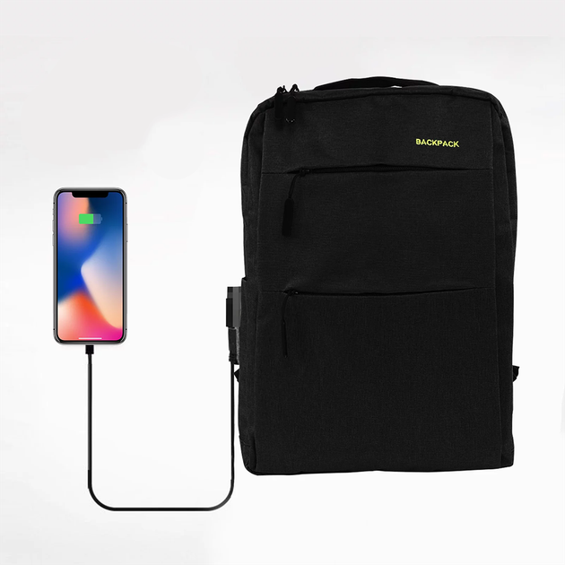 Мужской рюкзак 3в1 с сумкой и кошельком 18л 42х33х10 см с USB черный многофункциональный для учебы - изображение 8