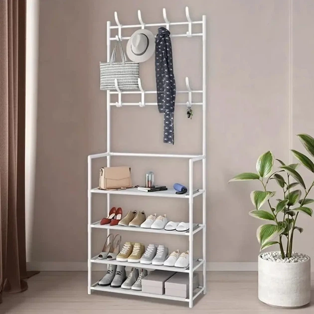 Вешалка для одежды (154х60х29,5см) New simple floor clothes rack, Белая / Стойка для вещей - Фото 7 Вешалка для одежды (154х60х29,5см) New simple floor clothes rack, Белая / Стойка для вещей - изображение 7
