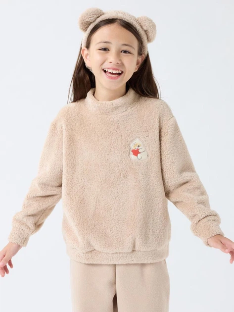 Детская теплая пижама + повязка для девочки Uniqlo 501701456 110 см Бежевая (1159825542) - Фото 2 Детская теплая пижама + повязка для девочки Uniqlo 501701456 110 см Бежевая (1159825542) - изображение 2