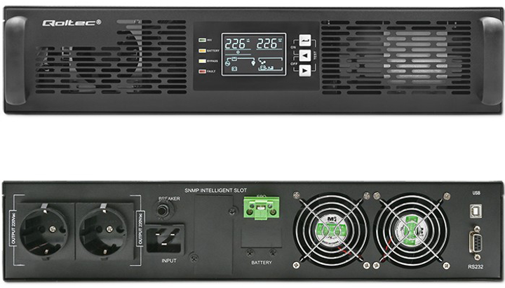 UPS Qoltec RACK 2000VA 2000W LCD USB (5901878522869) - obraz 2