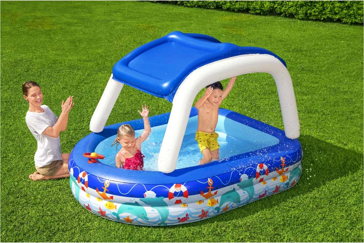 Надувний басейн Bestway з балдахіном Ocean 213 x 155 см (6941607312643) - зображення 3