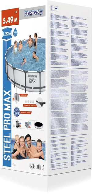 Басейн зі штучного каменю Bestway Steel Pro Max 18 FT + 5-в-1 + насос + кришка + сходи 549 x 122 см (6942138983784) - зображення 7