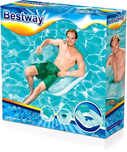 Надувне крісло для плавання Bestway з подушкою та ремкомплектом синє (6942138967524) - зображення 8