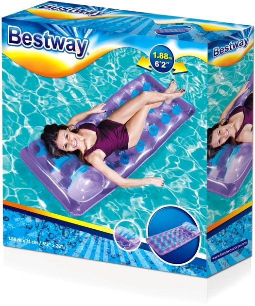 Materac dmuchany Bestway plażowy neonowy z zestawem naprawczym 188 x 71 cm Fioletowy (5903864911992) - obraz 6
