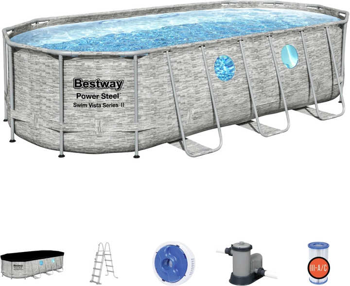 Стійка-басейн Bestway Power Steel Swim Vista з вікном 549 x 274 x 122 см 18 x 9 FT + 7-в-1 (6941607311257) - зображення 2