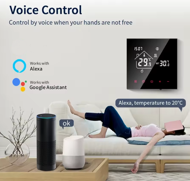 Умный терморегулятор Wi Fi для котла Tuya Smart Thermostat термостат с LCD экраном и вай фай - изображение 3