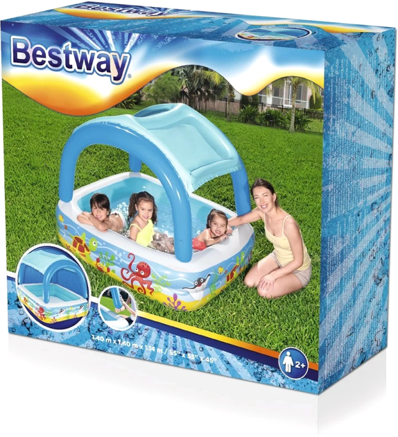Надувний басейн Bestway з навісом для дітей 2+ + ремонтна латка 52192 (6942138951448) - зображення 8