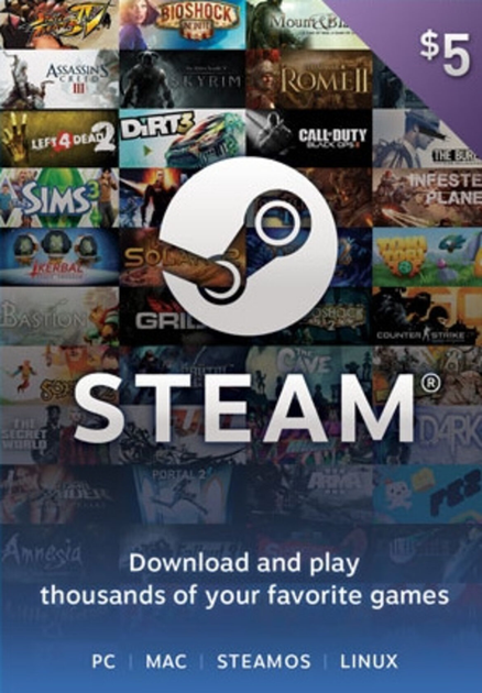 Цифровой код | Подарочная карта Стим Steam Gift Card на сумму 5 usd, (Регион Украина) - изображение 1