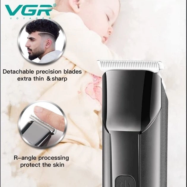 Акумуляторний триммер для стрижки бороди та вусів з USB VGR V-928 Pro Чорна + Олія для лез - зображення 8