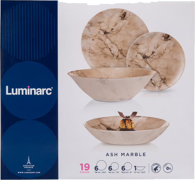 Столовий сервіз Luminarc Ash Marble на 6 персон 19 елементов (0883314000085) - зображення 12
