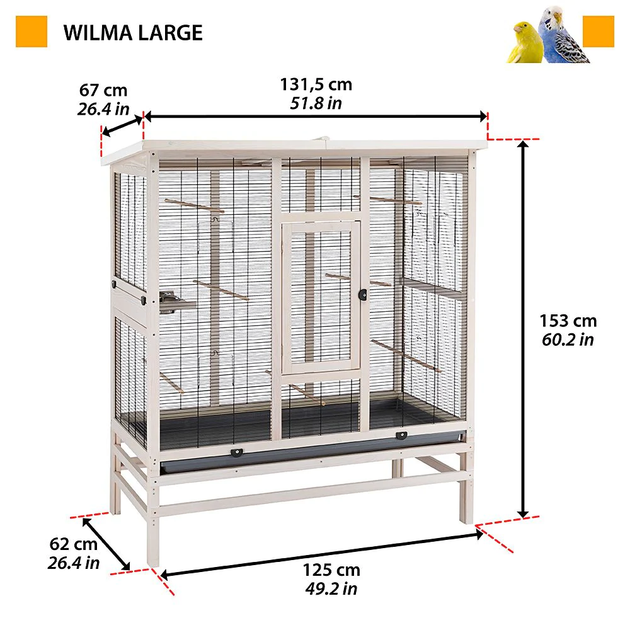 Вольер для попугаев и маленьких птиц Ferplast Wilma Large 131.5х67х153 см (56160814) - изображение 3