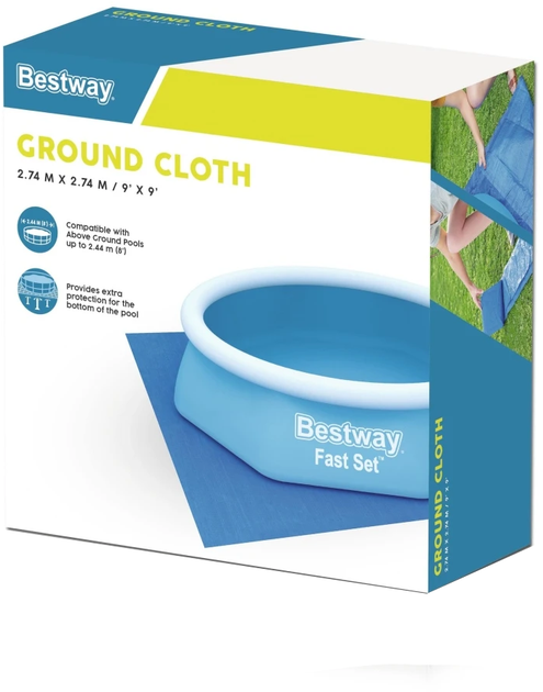 Садовий килимок для басейну Bestway Ground Cloth 244 см / 8 FT 274 x 274 см (6941607354520) - зображення 1